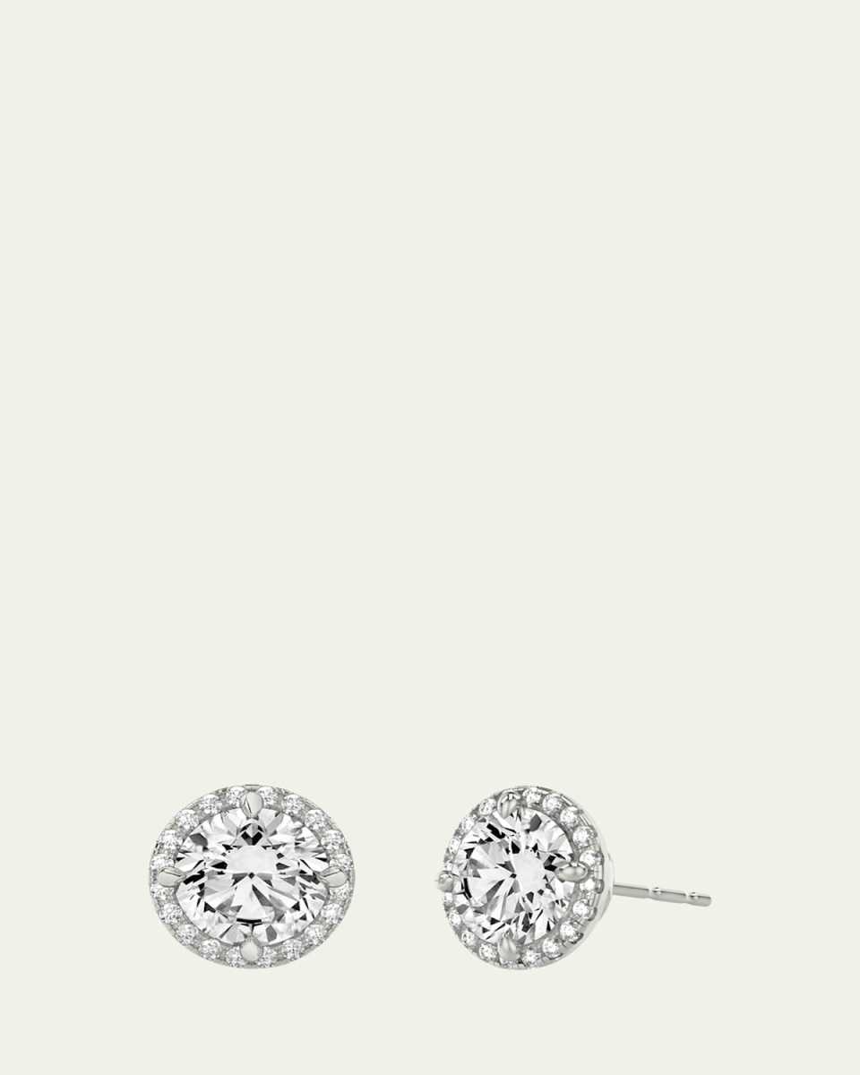 14K White Gold Brilliant Round Halo Lab Grown Diamond Stud Earrings, 1.00tcw